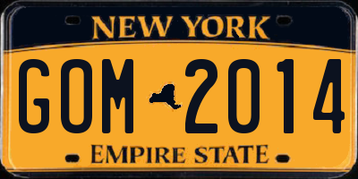 NY license plate GOM2014