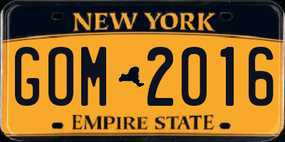 NY license plate GOM2016