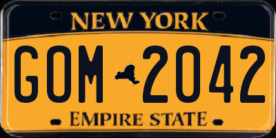 NY license plate GOM2042