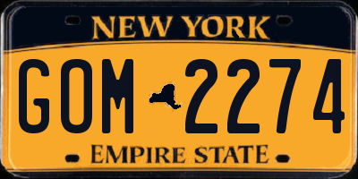 NY license plate GOM2274