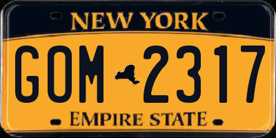 NY license plate GOM2317