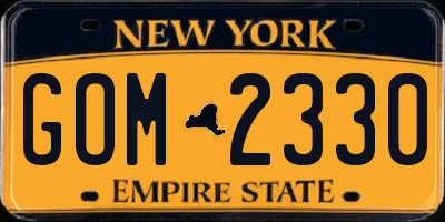 NY license plate GOM2330
