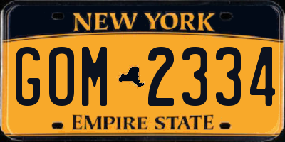NY license plate GOM2334