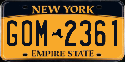 NY license plate GOM2361