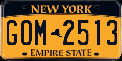 NY license plate GOM2513