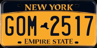 NY license plate GOM2517