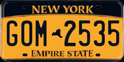 NY license plate GOM2535