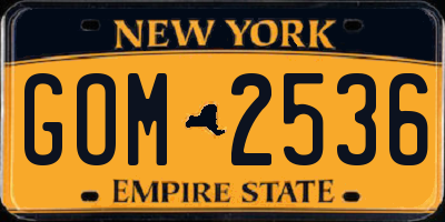 NY license plate GOM2536