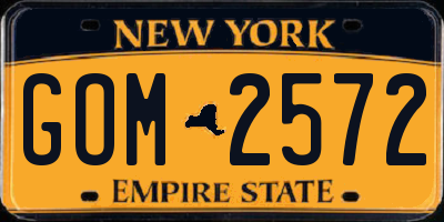 NY license plate GOM2572
