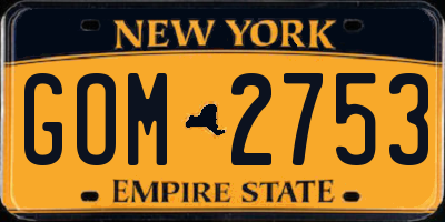 NY license plate GOM2753