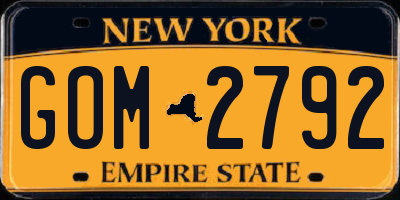 NY license plate GOM2792