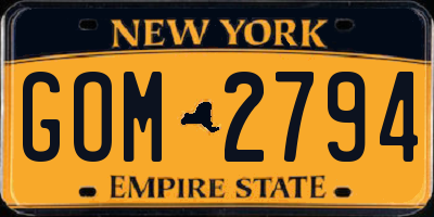 NY license plate GOM2794