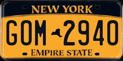 NY license plate GOM2940