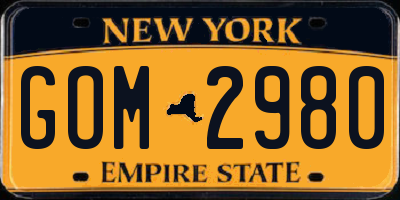NY license plate GOM2980