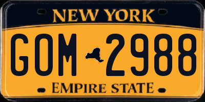 NY license plate GOM2988
