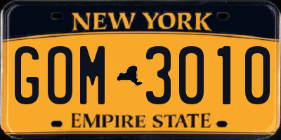NY license plate GOM3010