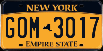 NY license plate GOM3017