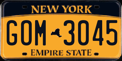 NY license plate GOM3045