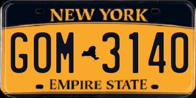 NY license plate GOM3140