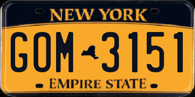 NY license plate GOM3151