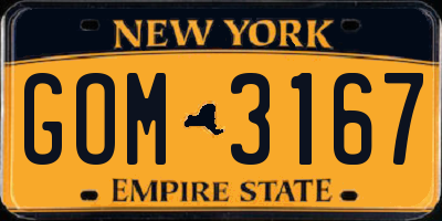 NY license plate GOM3167