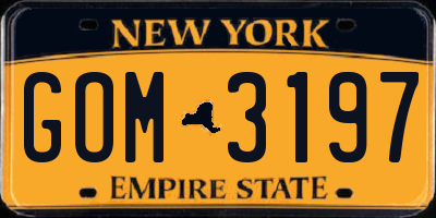 NY license plate GOM3197