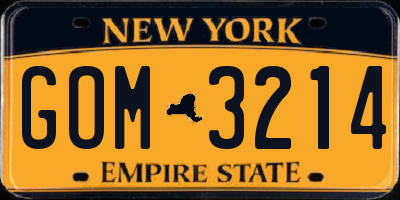 NY license plate GOM3214