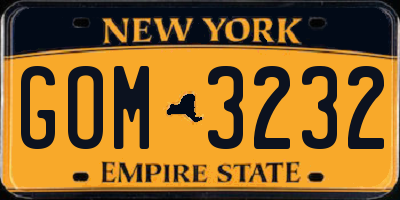 NY license plate GOM3232