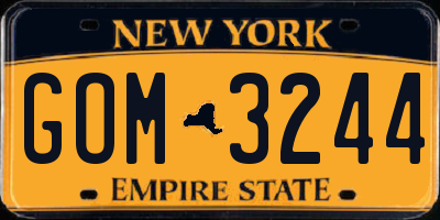 NY license plate GOM3244