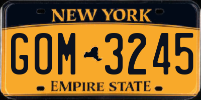 NY license plate GOM3245