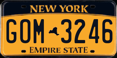 NY license plate GOM3246