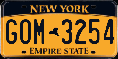 NY license plate GOM3254