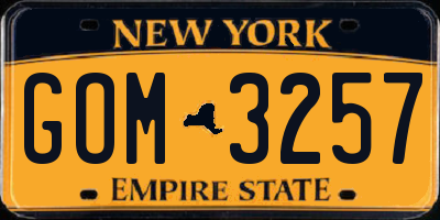 NY license plate GOM3257