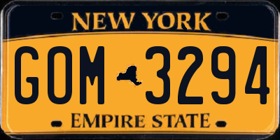 NY license plate GOM3294
