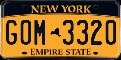 NY license plate GOM3320