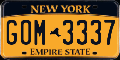 NY license plate GOM3337