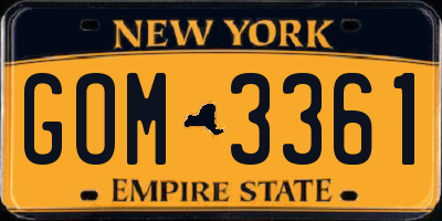 NY license plate GOM3361