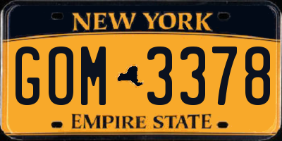 NY license plate GOM3378