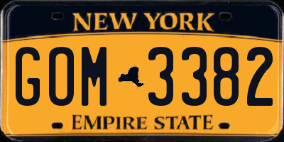 NY license plate GOM3382