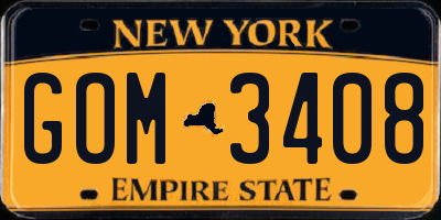 NY license plate GOM3408