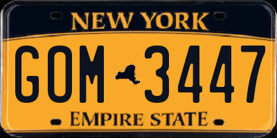 NY license plate GOM3447
