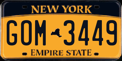 NY license plate GOM3449