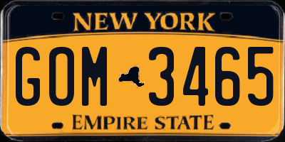 NY license plate GOM3465