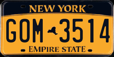 NY license plate GOM3514