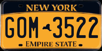 NY license plate GOM3522