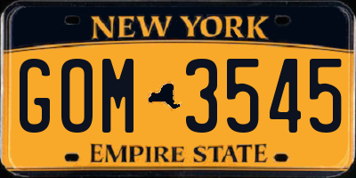 NY license plate GOM3545