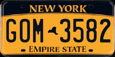 NY license plate GOM3582