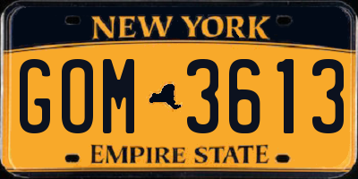 NY license plate GOM3613