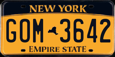NY license plate GOM3642