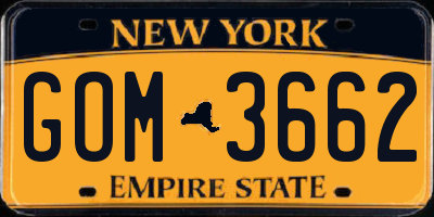 NY license plate GOM3662